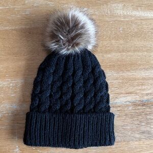 Cozy Black Knit Pom-Pom Beanie